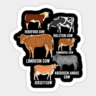 Cow Breeds Hereford Cow Lover Farm Animal Cow Sticker